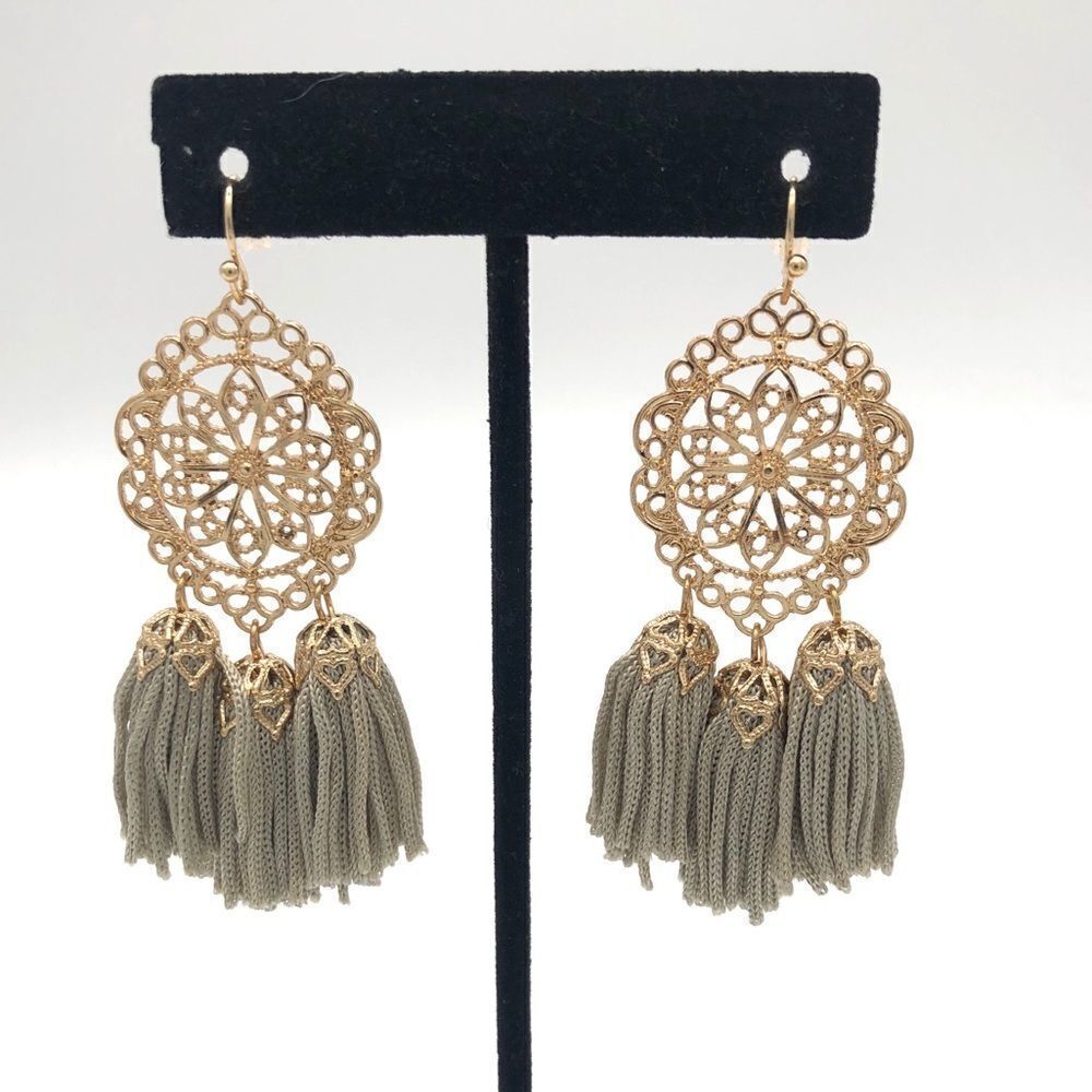 Tassel Earrings with Gold tone